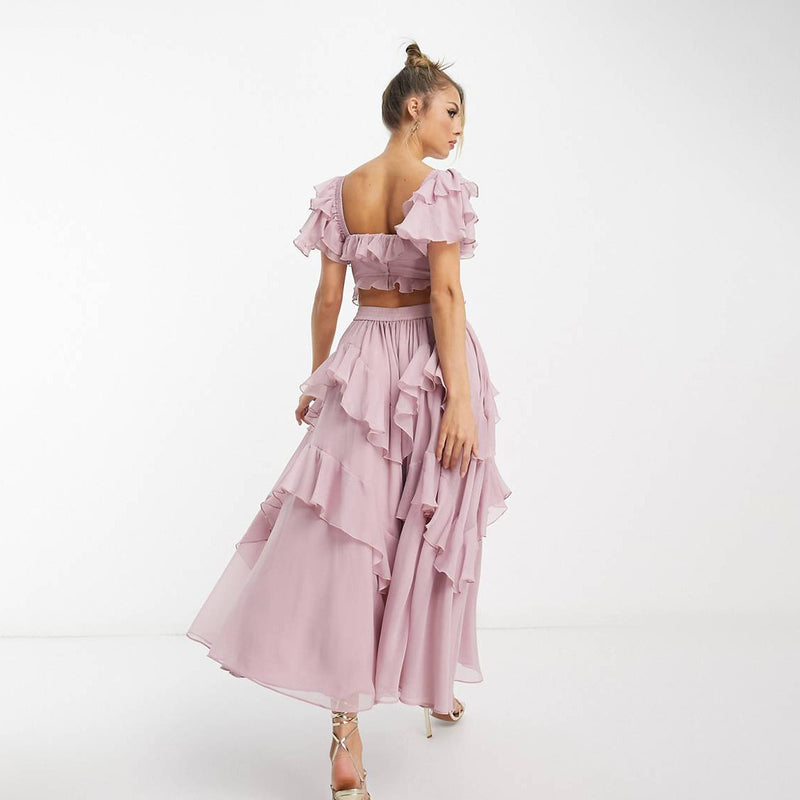 Summer Ruffled Backless Maxi Dress