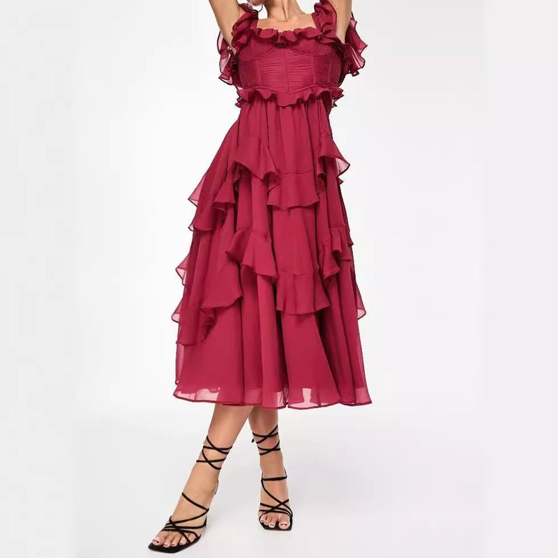 Summer Ruffled Backless Maxi Dress